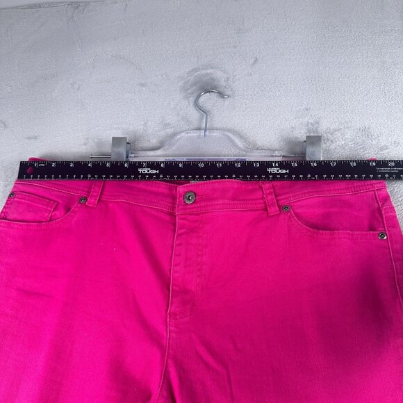 Chico's Cropped Ankle Jeans Womens Size 3 High Rise Five Design Pockets Pink - Picture 7 of 12